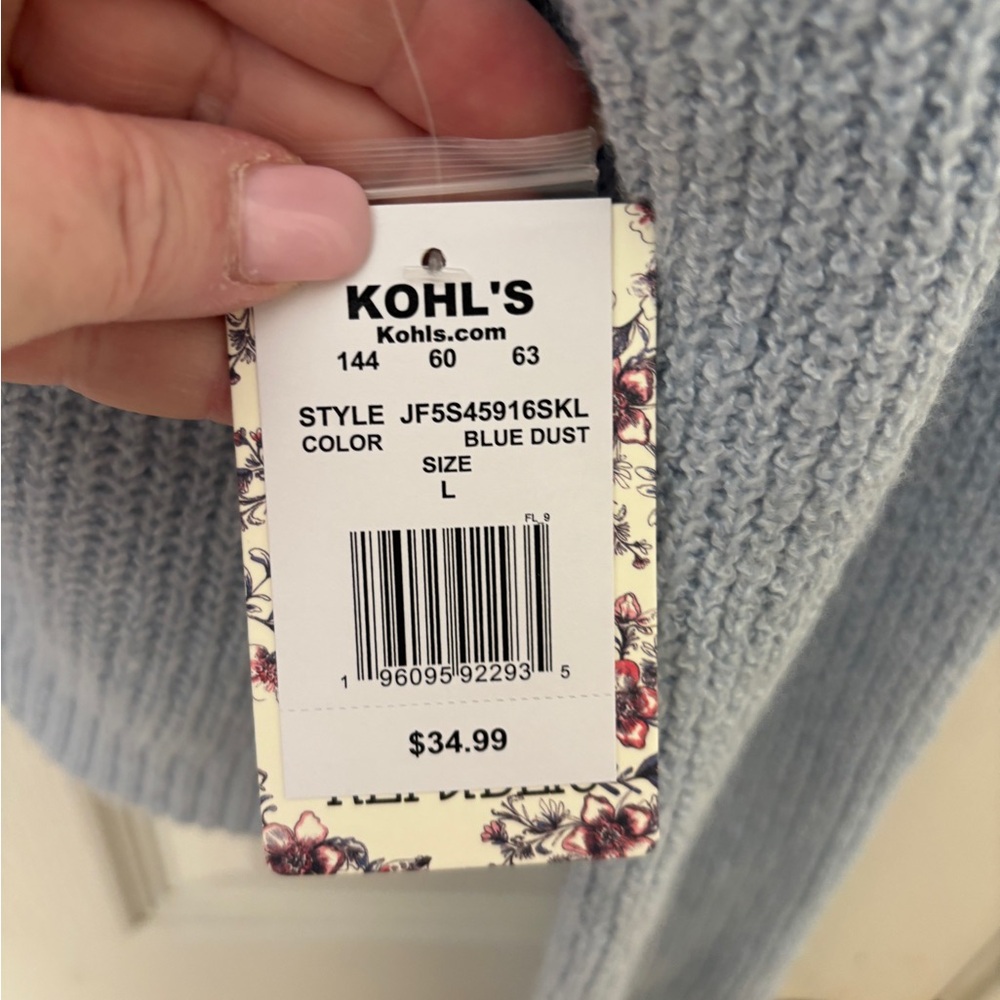 Pink Republic Cozy Light Blue Button-Front Women's Sweater Cardigan NEW Large - Picture 8 of 11